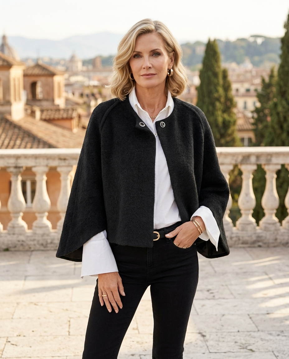 Kassia | Women's Elegant Round-Neck Longline Coat