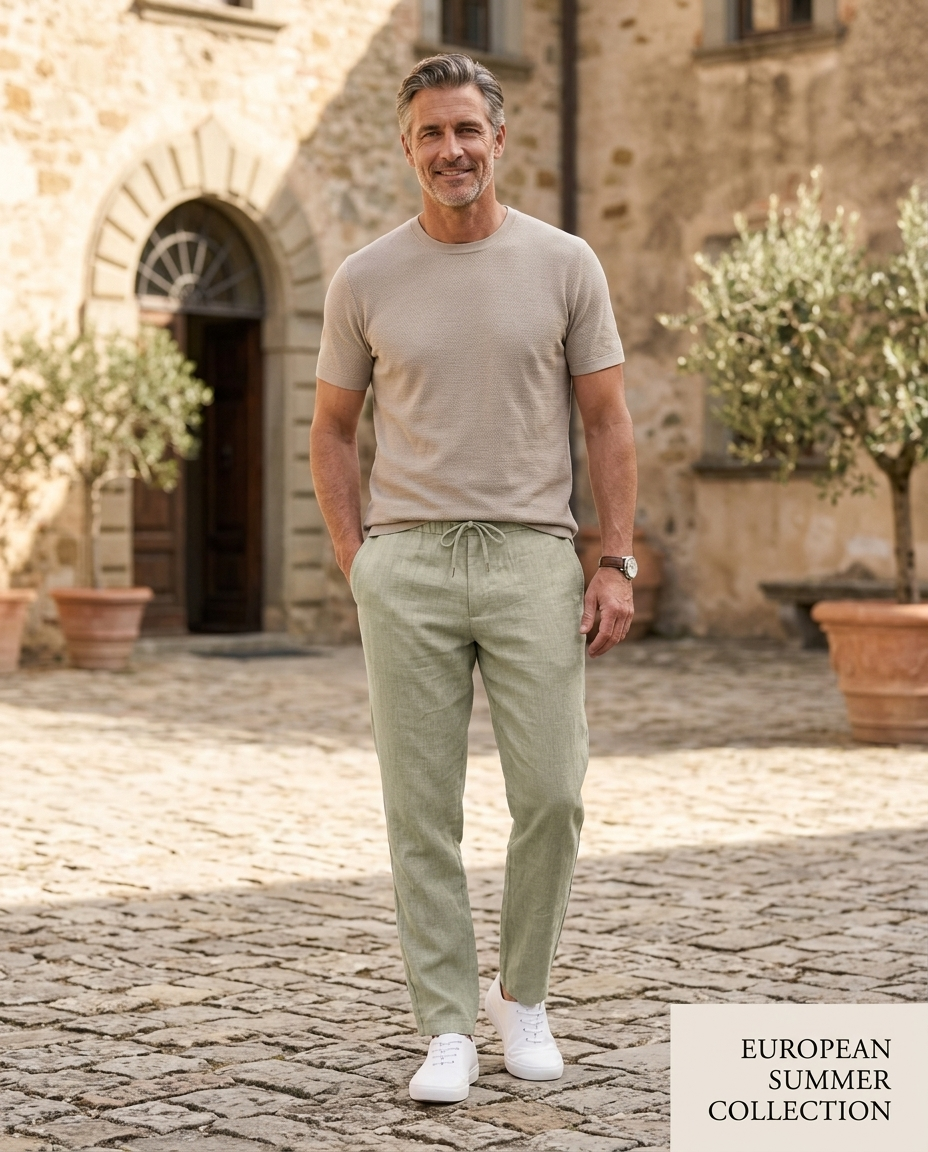 Desmond | Men's Linen Elastic-Waist Summer Trousers