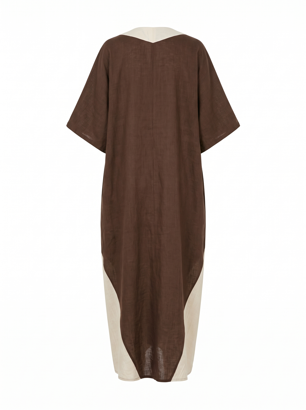 Roberta | Women's Colour-Block Linen Kaftan Maxi Dress back