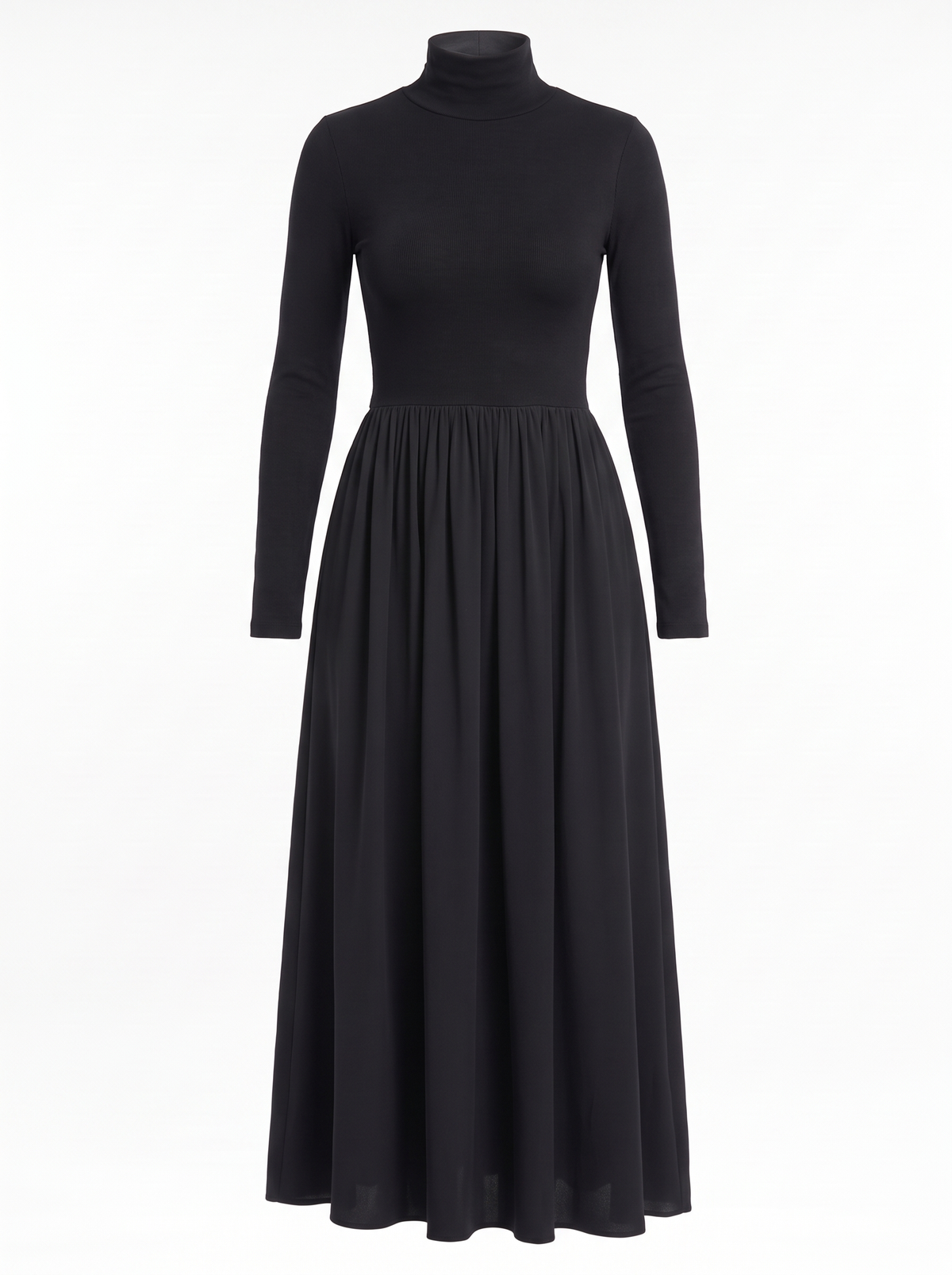 Patricia | Women's Turtleneck Fit-and-Flare Maxi Dress front