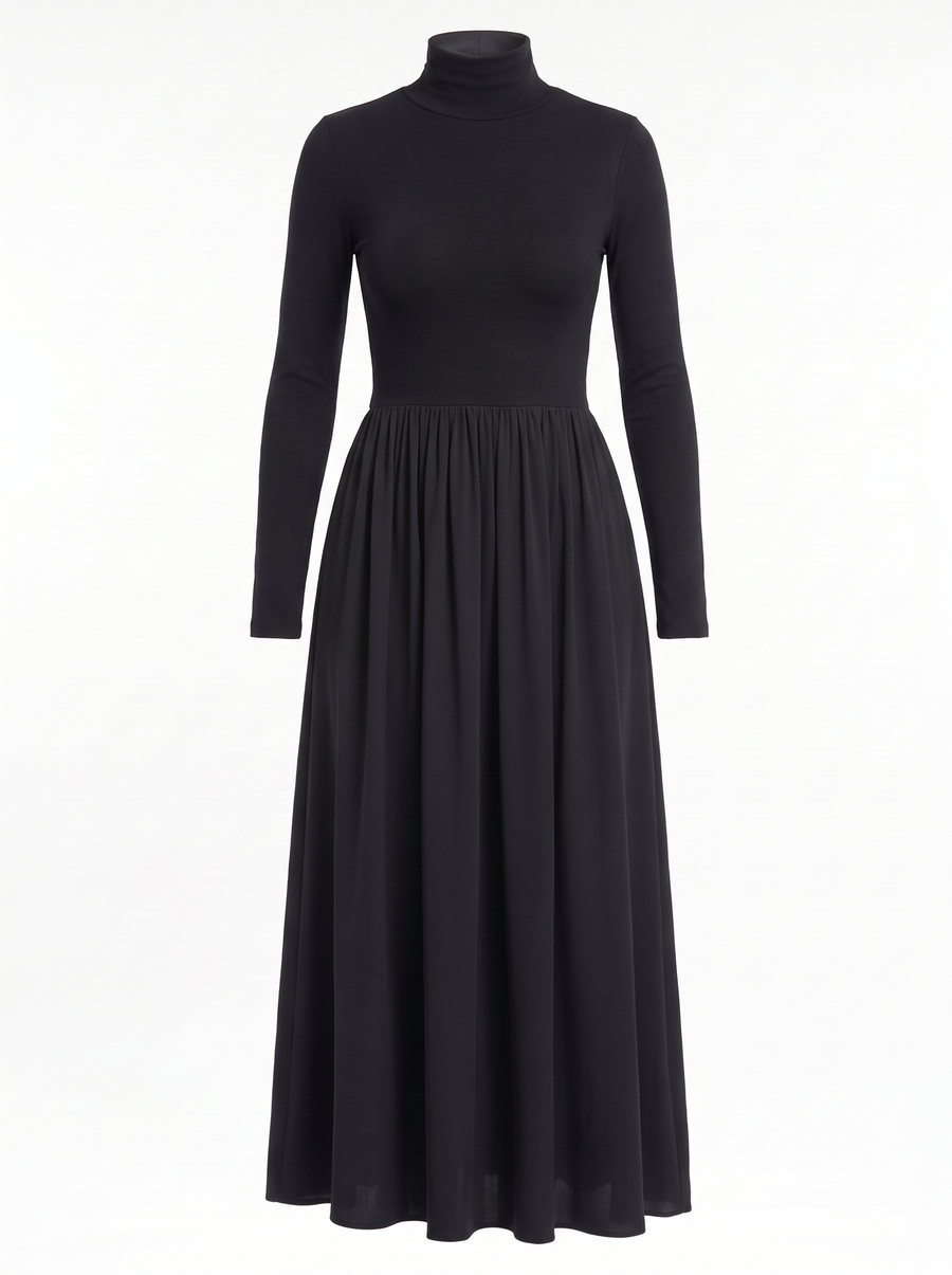 Patricia | Women's Turtleneck Fit-and-Flare Maxi Dress front