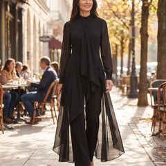 Juliette | Women's Chiffon Overlay Tunic and Wide-Leg Trouser Set