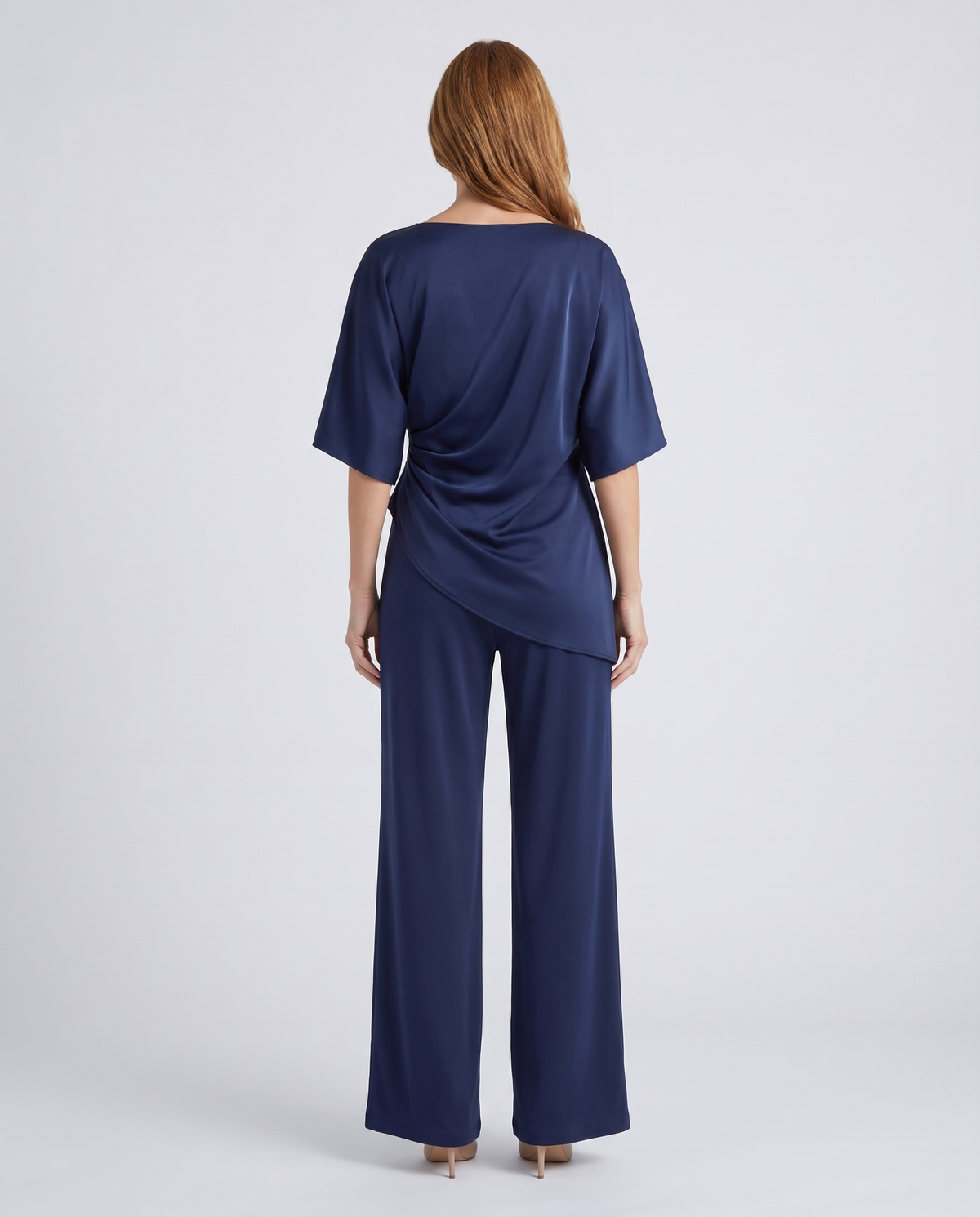 Paige | Women's Satin-Feel Draped Top and Wide-Leg Trouser Set