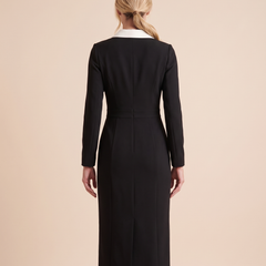 Tessa | Women's Contrast-Collar Double-Breasted Midi Dress