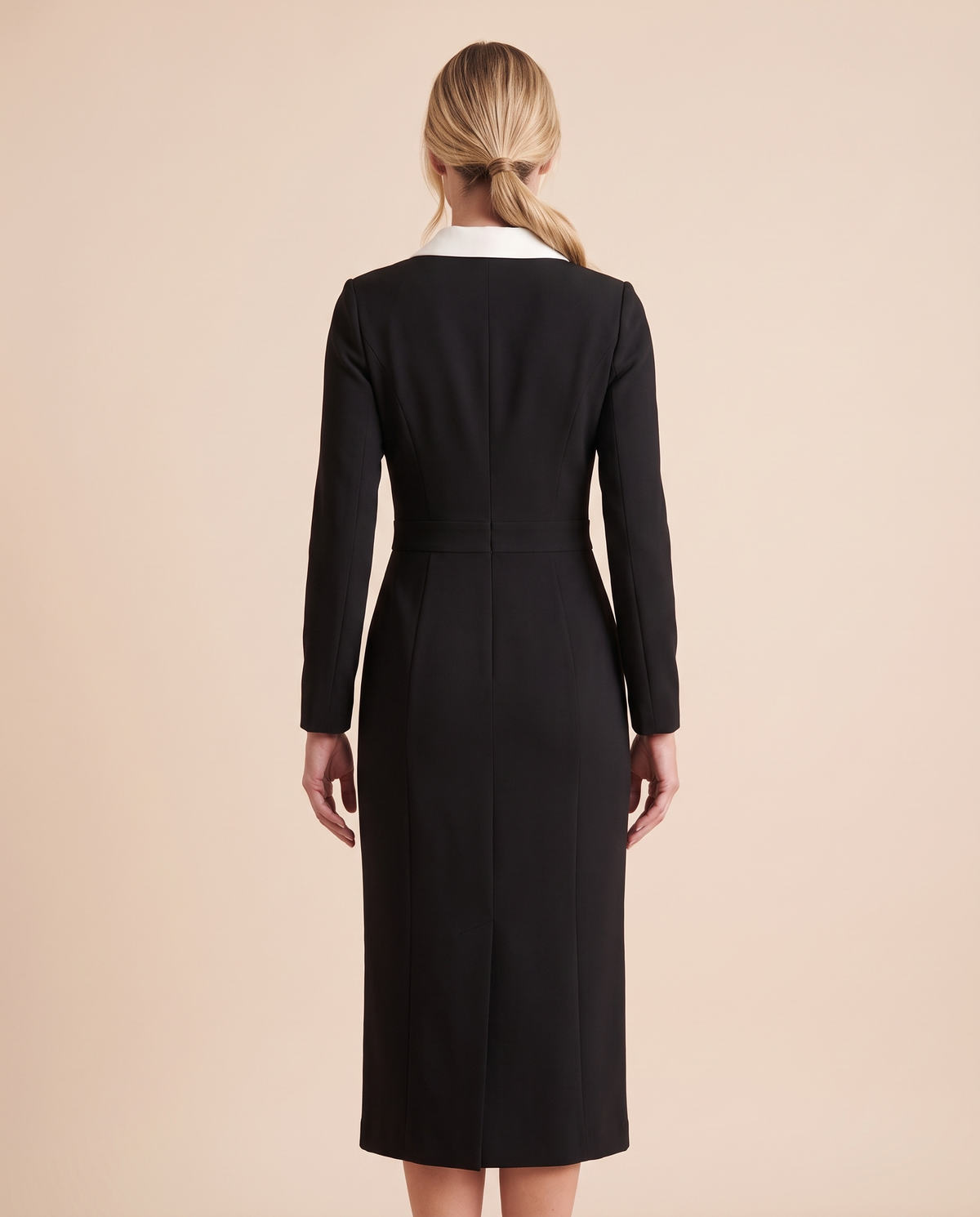 Tessa | Women's Contrast-Collar Double-Breasted Midi Dress