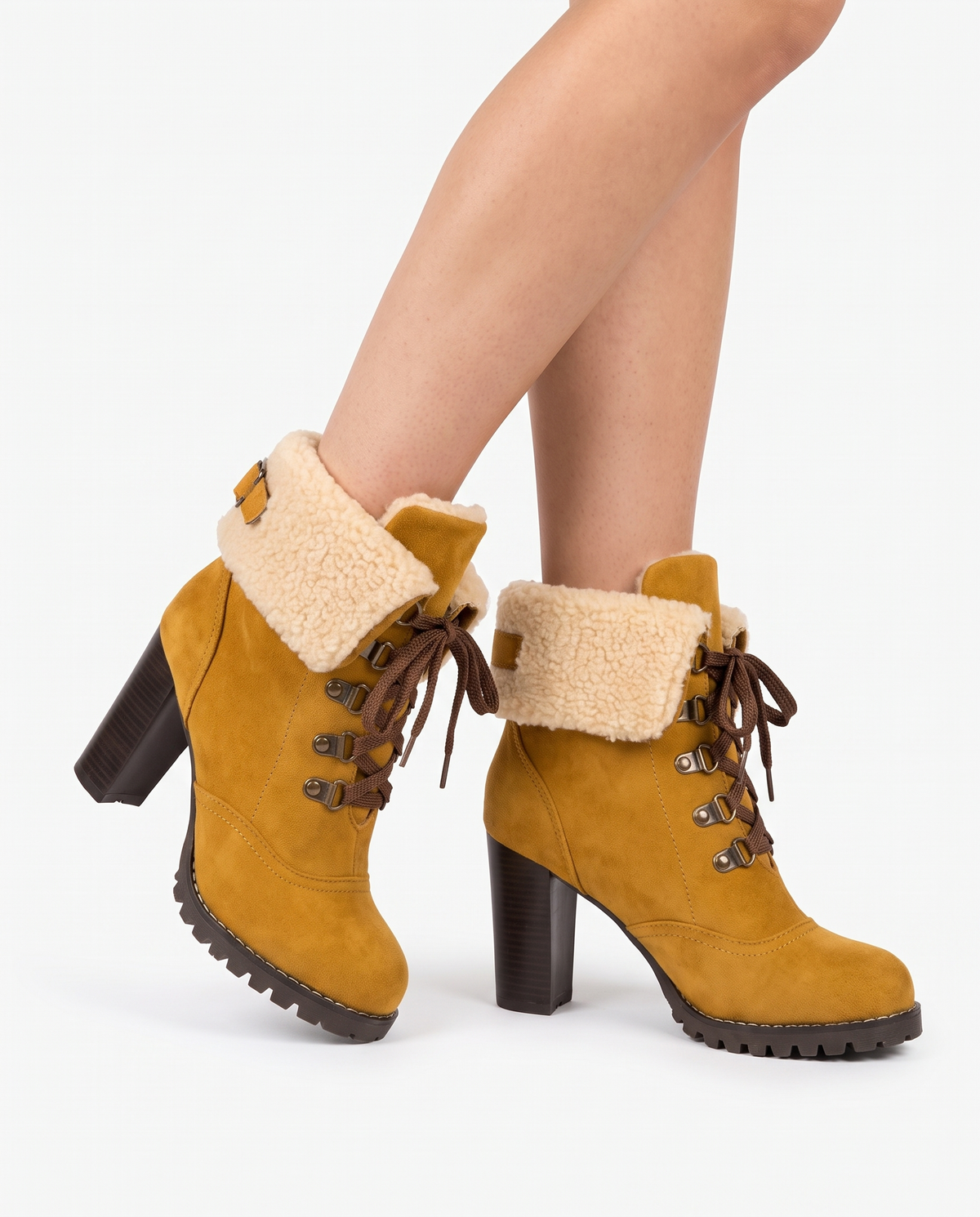 Ruth-Ophelia | Women's Lace-Up Chunky Heel Ankle Boots