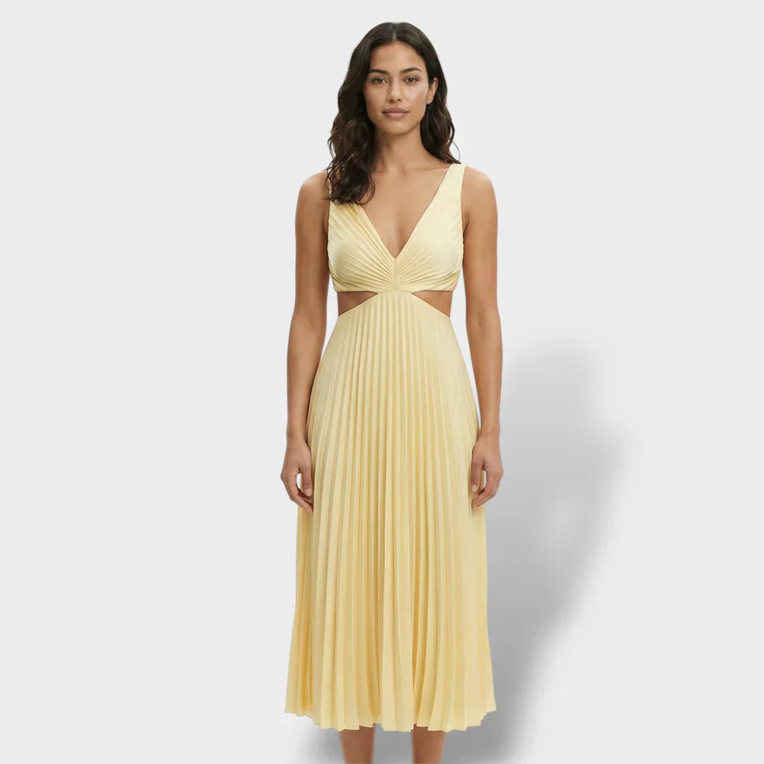 Maren | Women's Pleated V-Neck Cutout Summer Dress