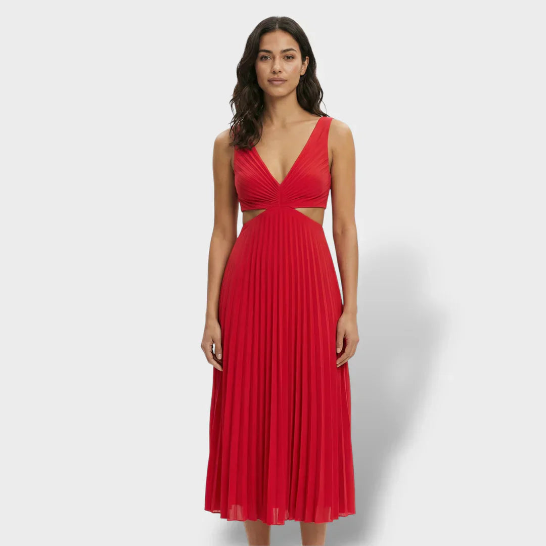 Maren | Women's Pleated V-Neck Cutout Summer Dress