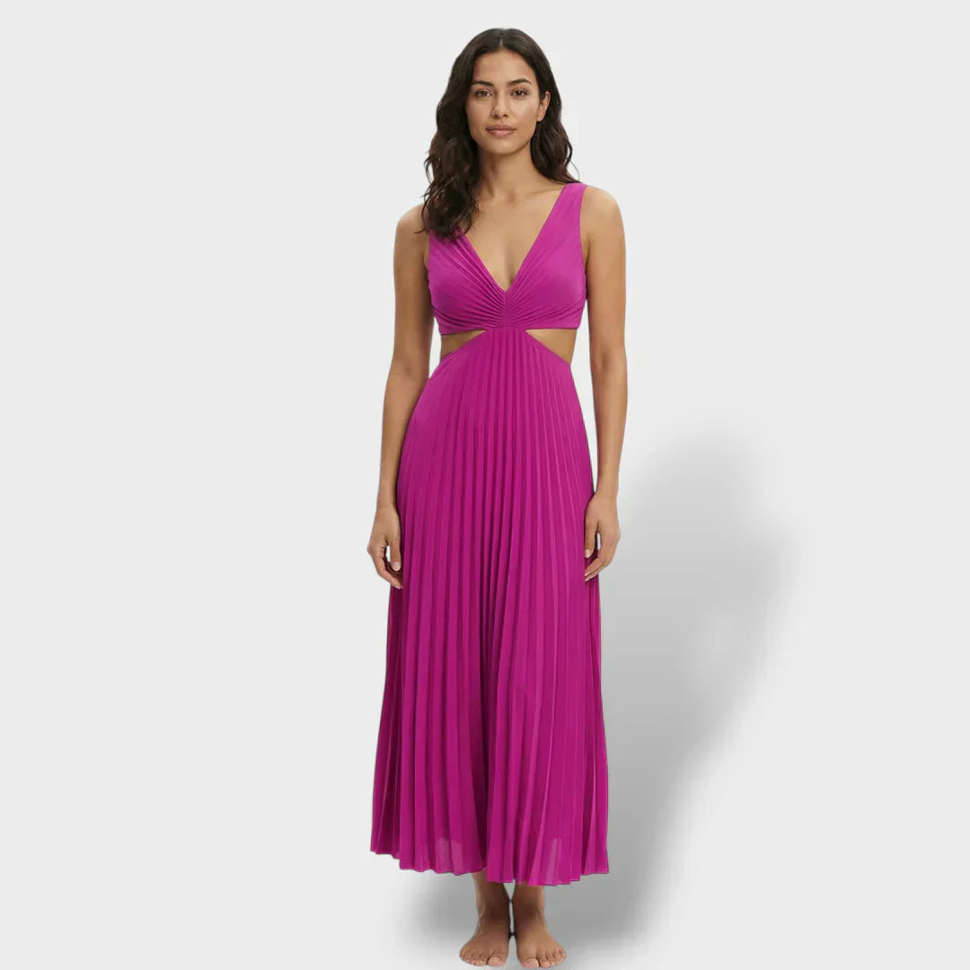 Maren | Women's Pleated V-Neck Cutout Summer Dress
