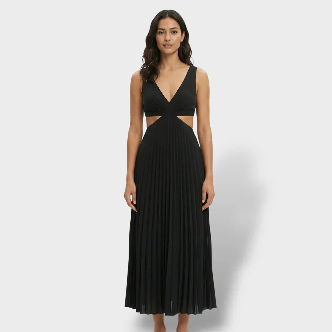 Maren | Women's Pleated V-Neck Cutout Summer Dress