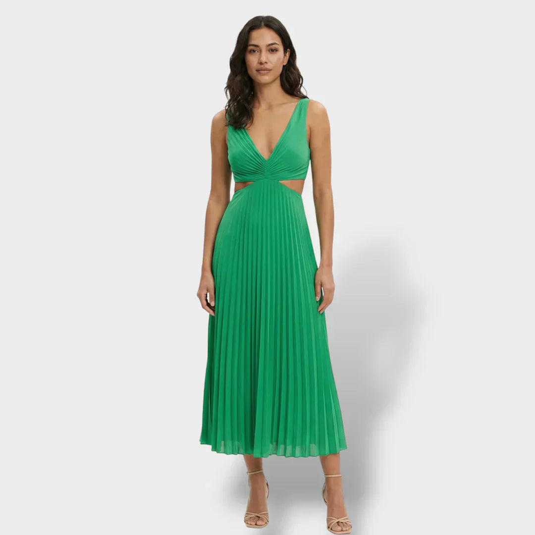 Maren | Women's Pleated V-Neck Cutout Summer Dress