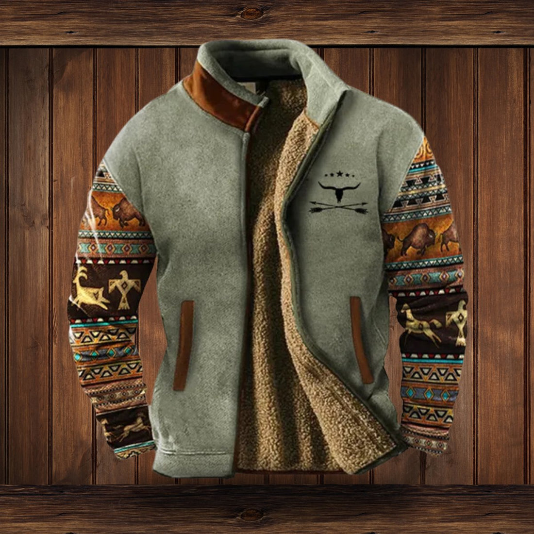 Sierra | Women's Sherpa-Lined Aztec Print Zip-Up Fleece Jacket