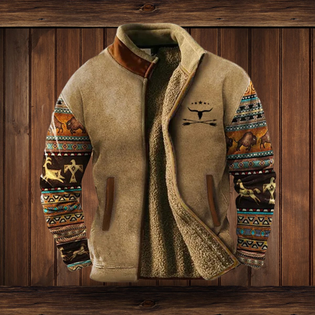 Sierra | Women's Sherpa-Lined Aztec Print Zip-Up Fleece Jacket