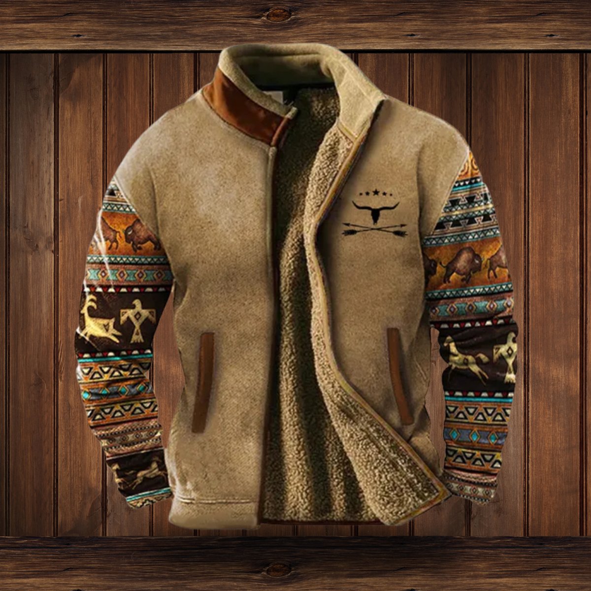 Sierra | Women's Sherpa-Lined Aztec Print Zip-Up Fleece Jacket