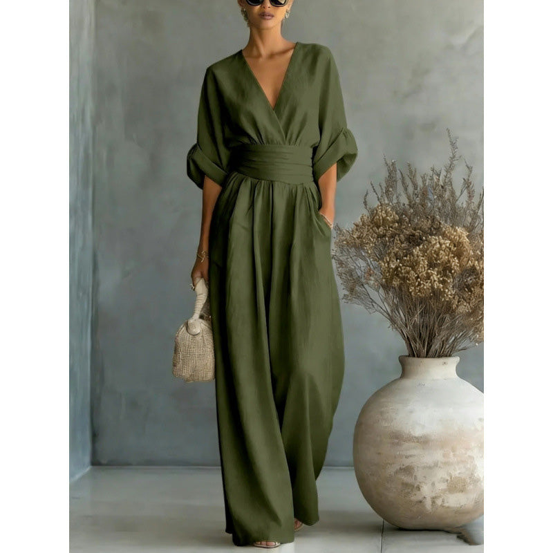 Francine | Women's V-Neck Wide-Leg Jumpsuit