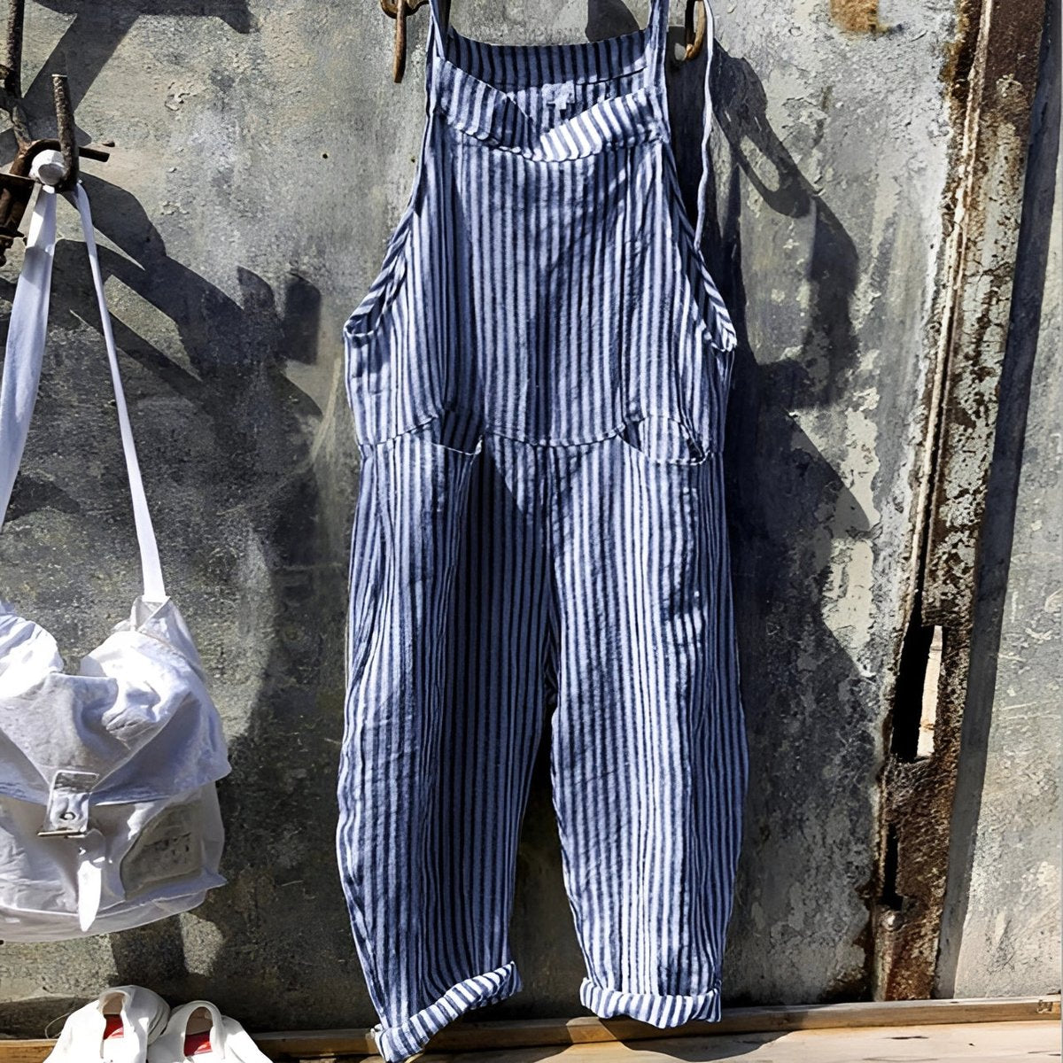 Rosie | Women's Vintage Striped Loose-Fit Dungaree Overall