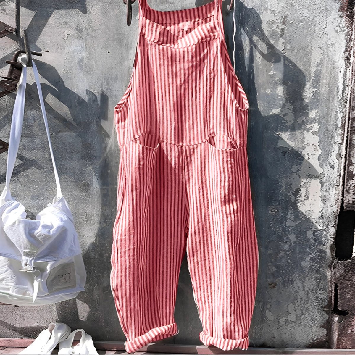 Rosie | Women's Vintage Striped Loose-Fit Dungaree Overall