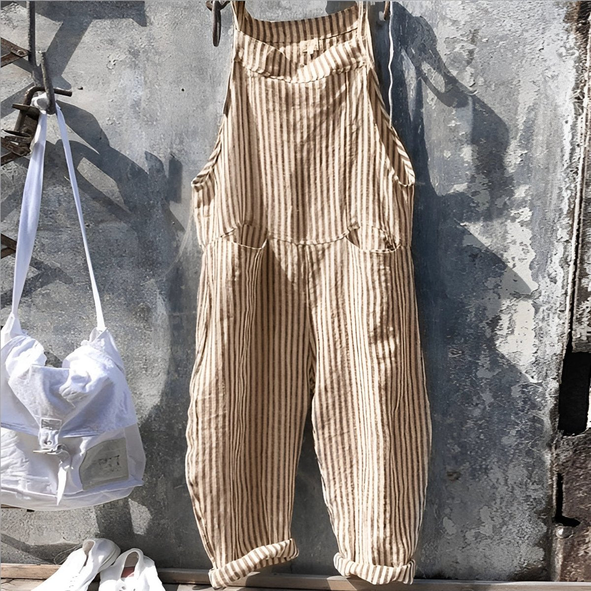Rosie | Women's Vintage Striped Loose-Fit Dungaree Overall