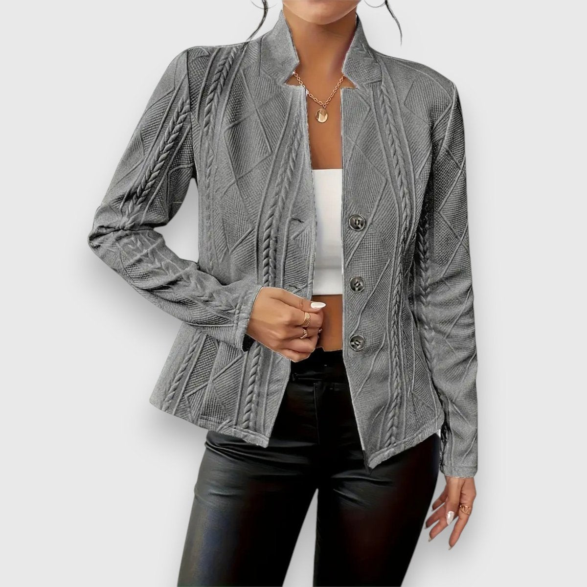Elena | Women's Cable-Knit Mock-Neck Jumper