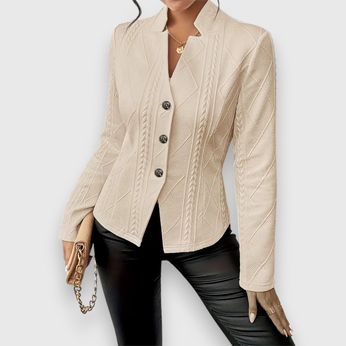 Elena | Women's Cable-Knit Mock-Neck Jumper