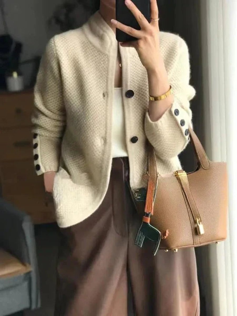 Grace | Women's Cashmere Wool Button-Up Knit Cardigan