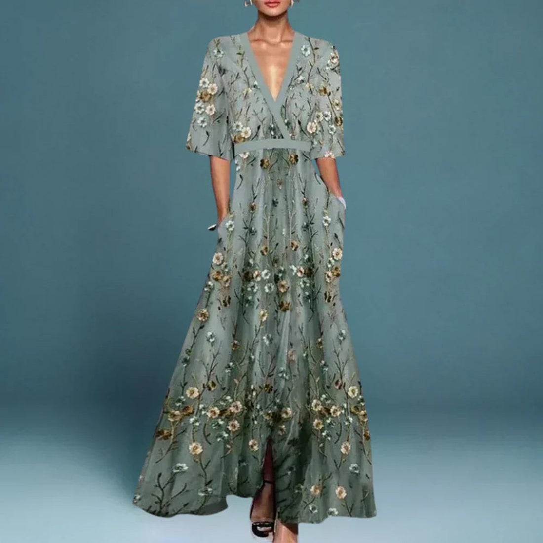 Sienna | Women's Floral Embroidered Maxi Formal Dress