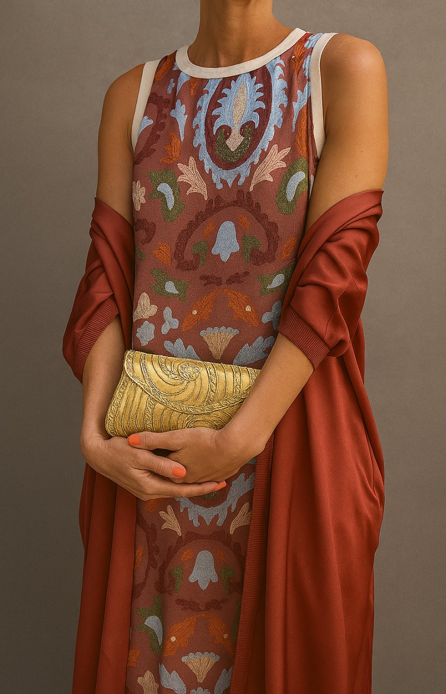 Isla | Women's Floral Sleeveless Maxi Dress Matching Shawl Set