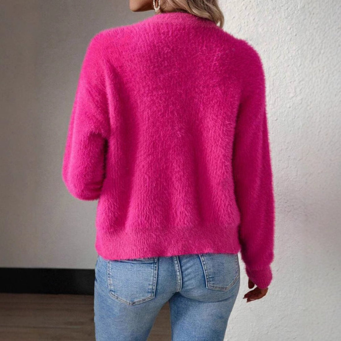 Rosie | Women's Fluffy V-Neck Button-Front Knit Cardigan
