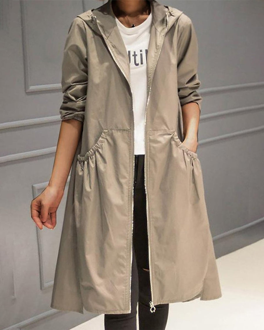 Birgit | Women's Hooded Waterproof Long A-Line Trench Coat