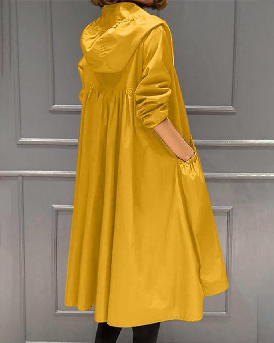 Mia | Women's Hooded Waterproof Long A-Line Trench Coat