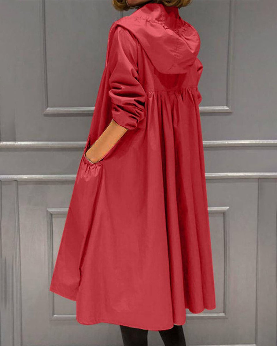 Mia | Women's Hooded Waterproof Long A-Line Trench Coat