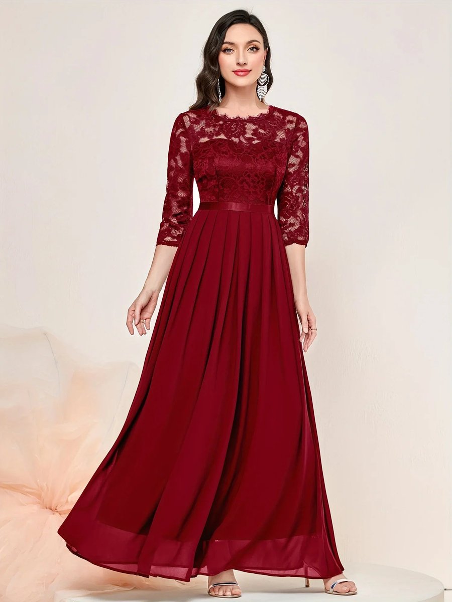 Ella | Women's Lace Bodice Maxi Formal Dress