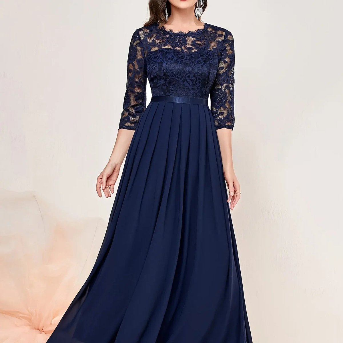 Ella | Women's Lace Bodice Maxi Formal Dress