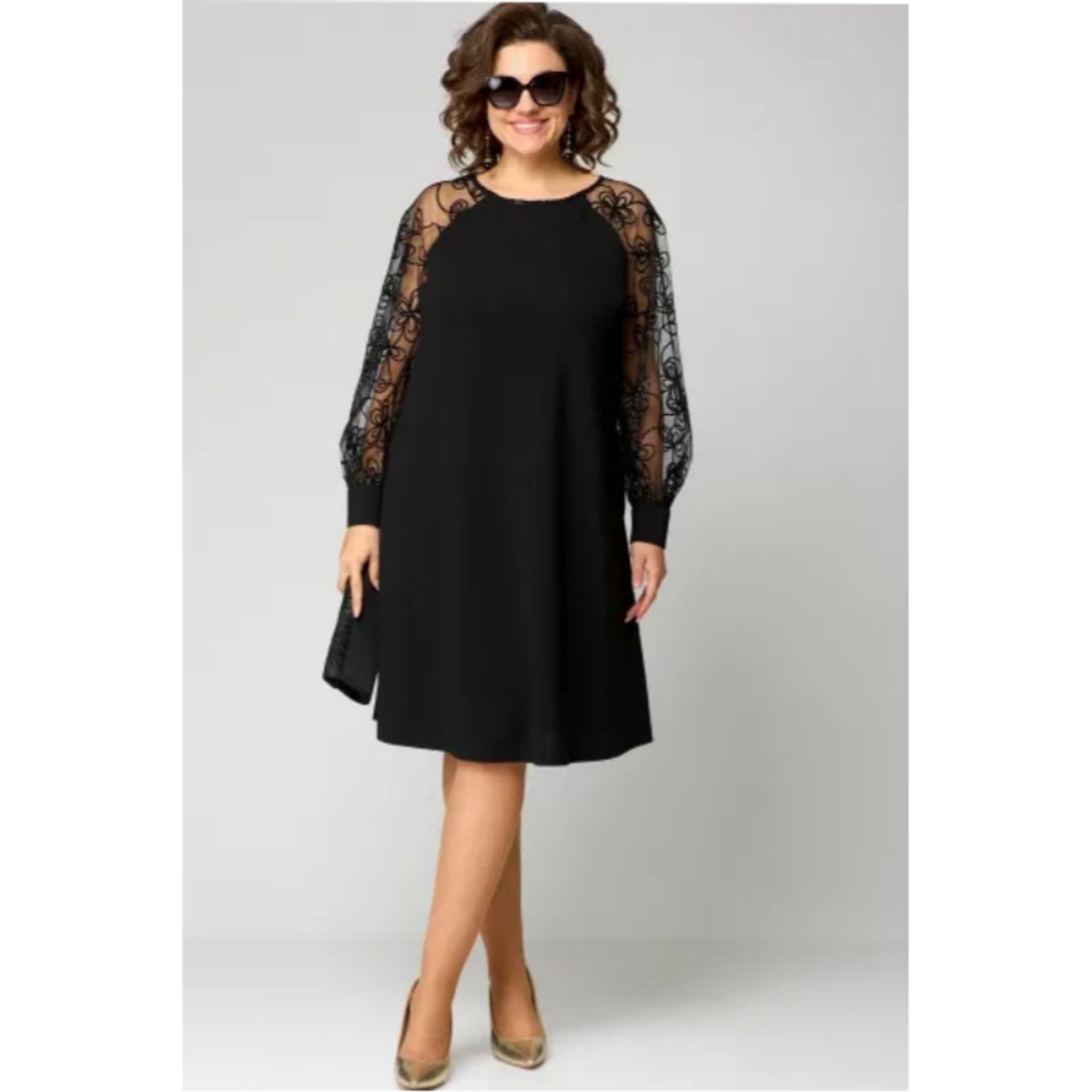 Emily | Women's Lace Sleeve A-Line Formal Dress, Knee Length