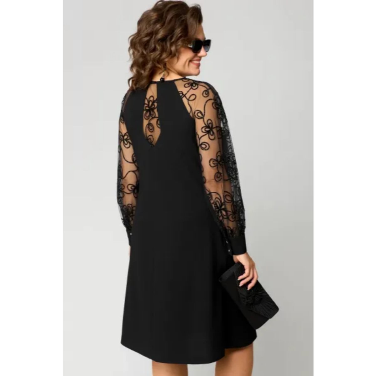 Emily | Women's Lace Sleeve A-Line Formal Dress, Knee Length