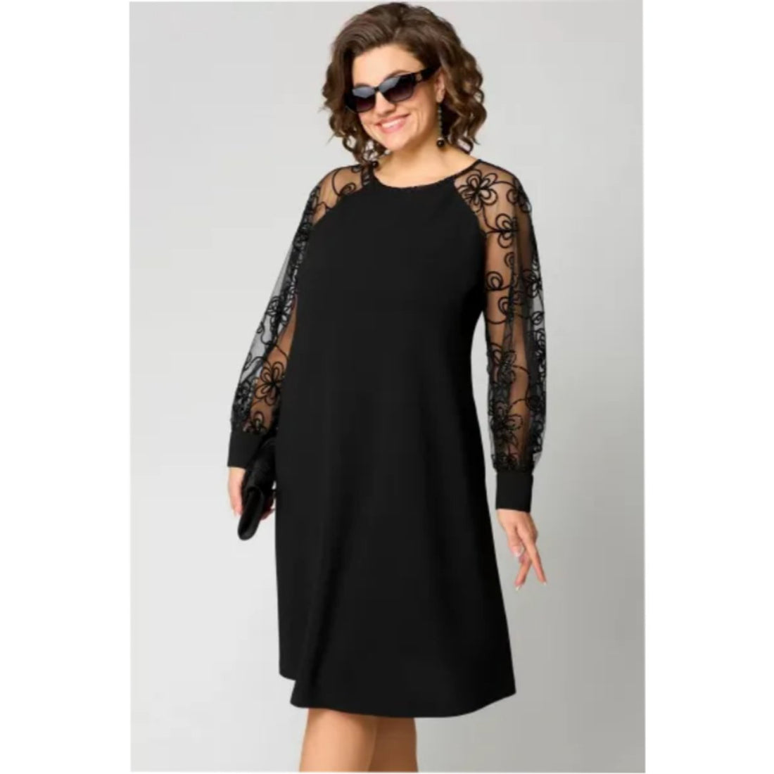 Emily | Women's Lace Sleeve A-Line Formal Dress, Knee Length