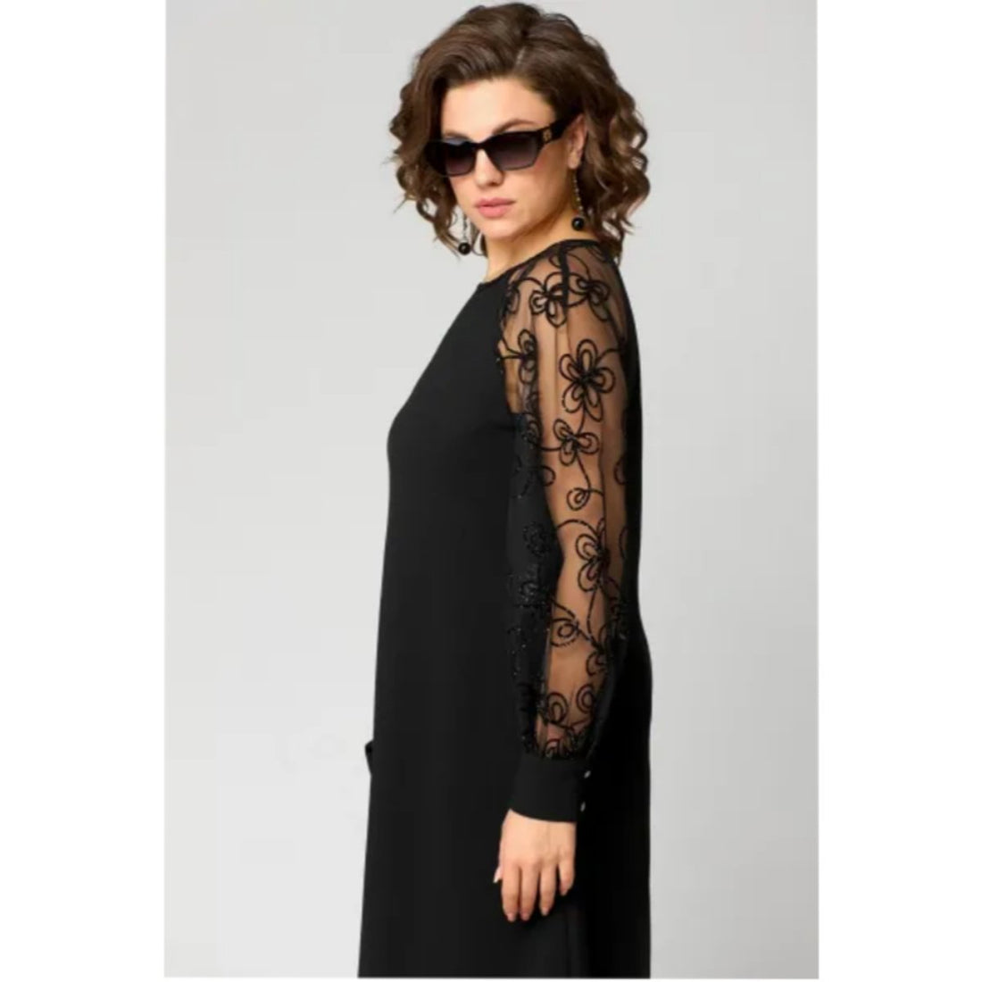 Emily | Women's Lace Sleeve A-Line Formal Dress, Knee Length
