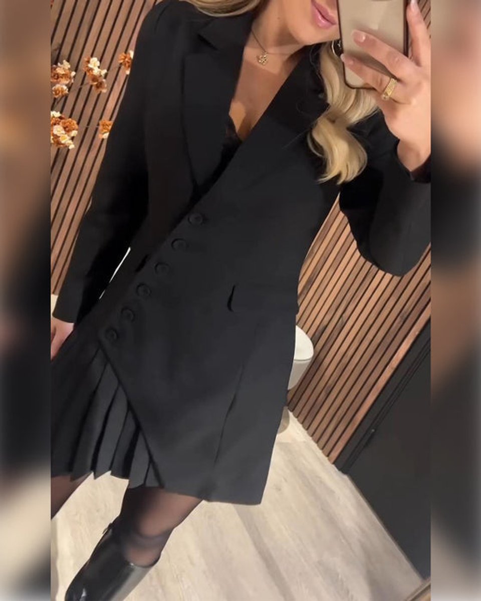 Phoebe | Women's Long-Sleeved Pleated Blazer Mini Dress