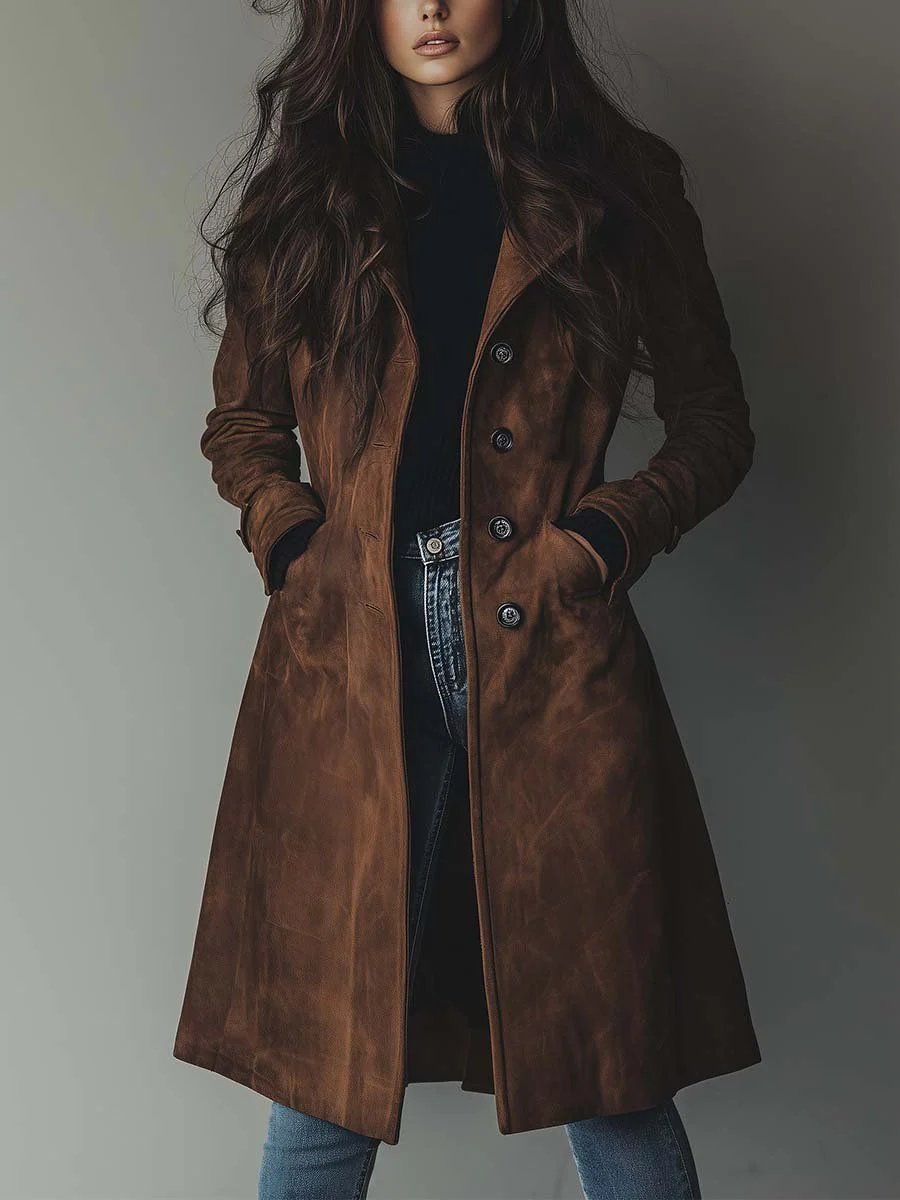 Scarlett | Women's Longline Double-Breasted Tailored Trench Coat