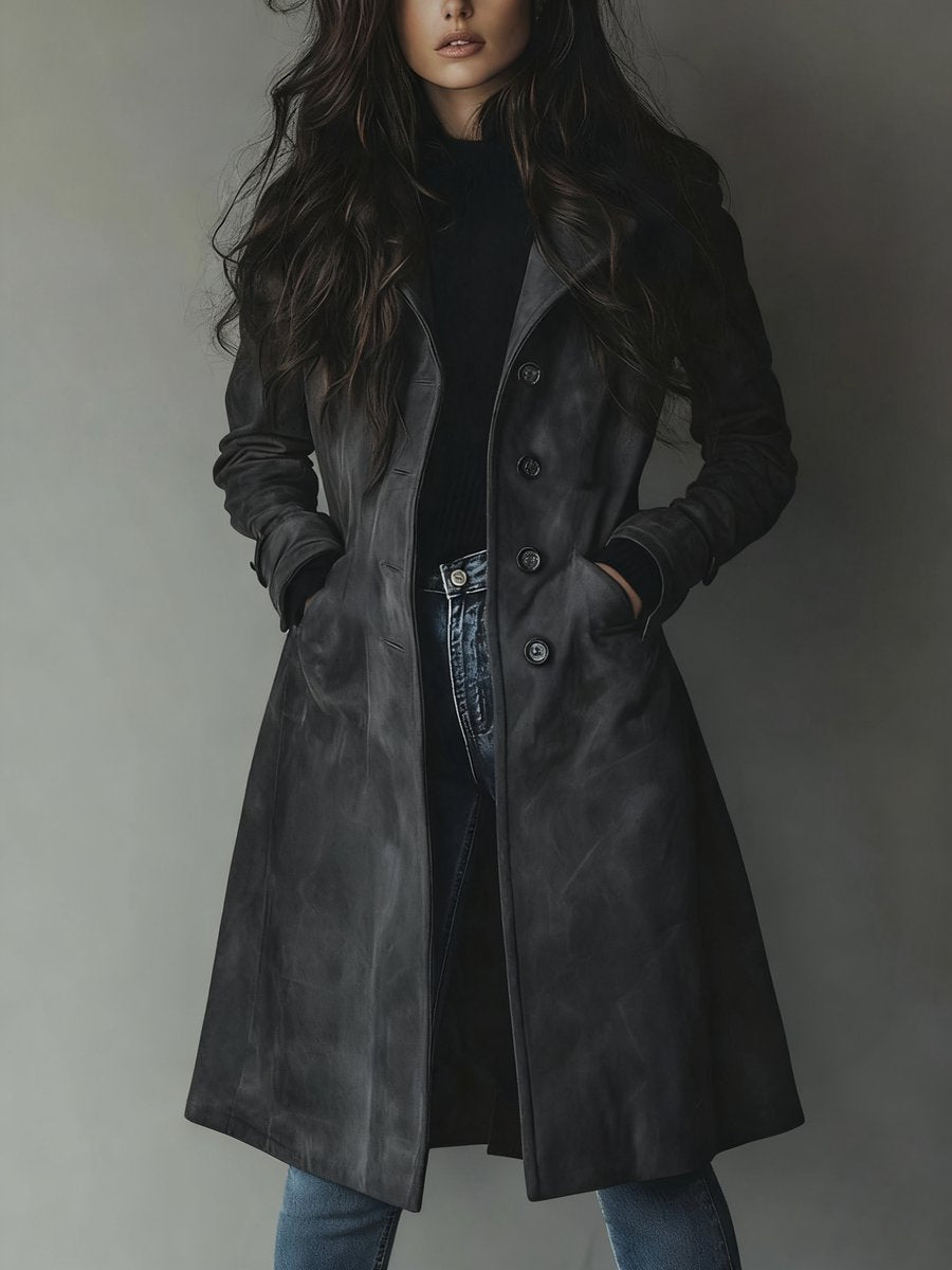 Scarlett | Women's Longline Double-Breasted Tailored Trench Coat