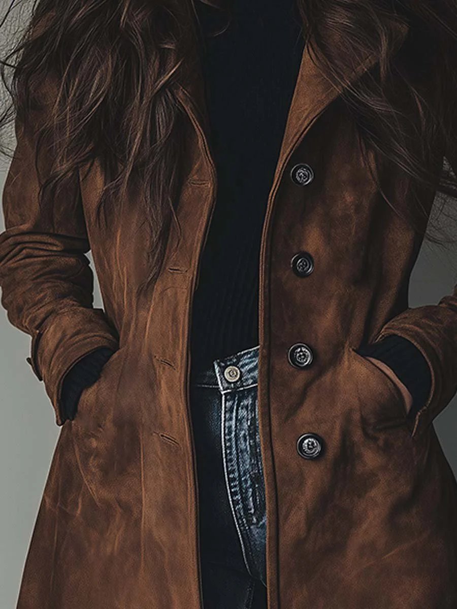 Scarlett | Women's Longline Double-Breasted Tailored Trench Coat