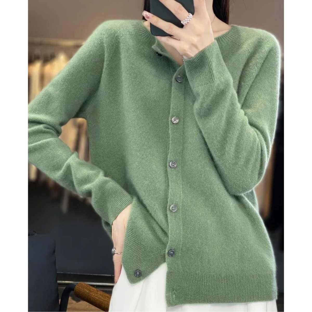 Evelyn | Women's Merino Wool Button-Front Cardigan