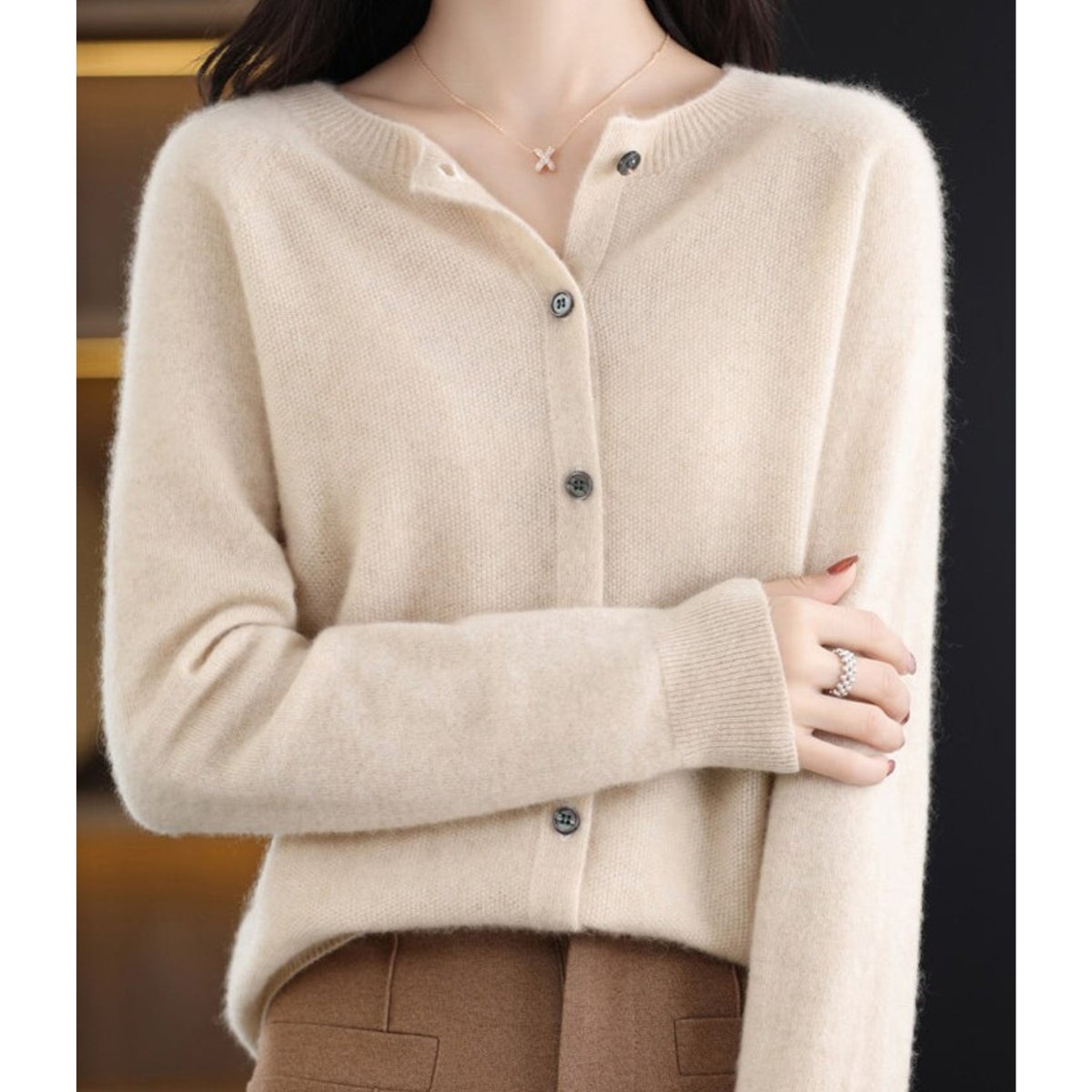 Evelyn | Women's Merino Wool Button-Front Cardigan