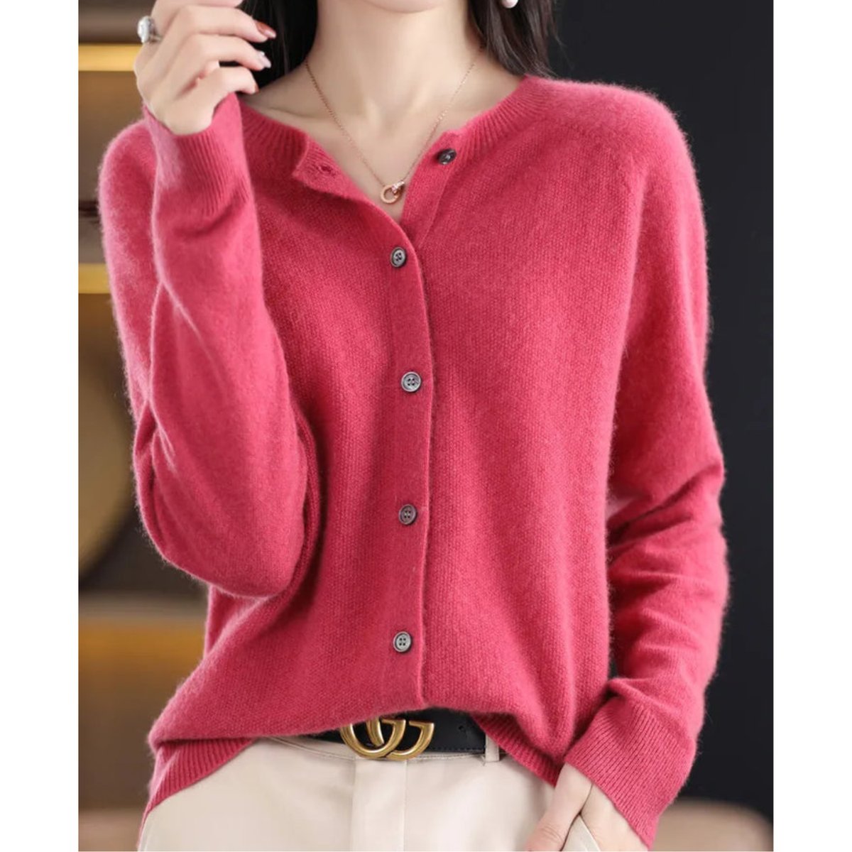 Evelyn | Women's Merino Wool Button-Front Cardigan