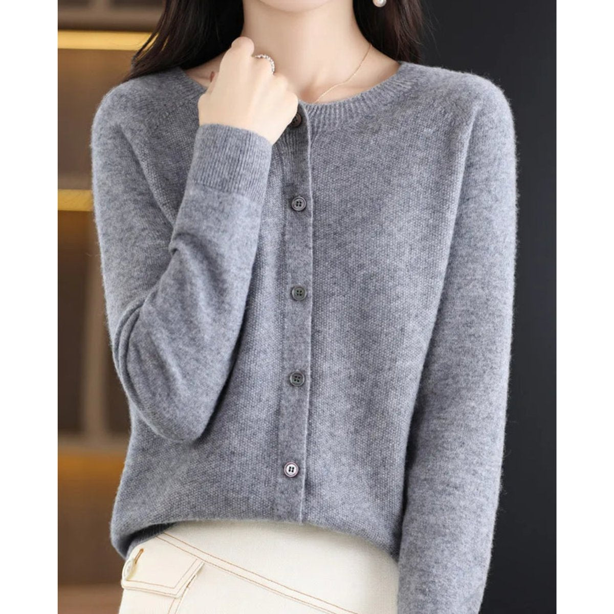 Evelyn | Women's Merino Wool Button-Front Cardigan