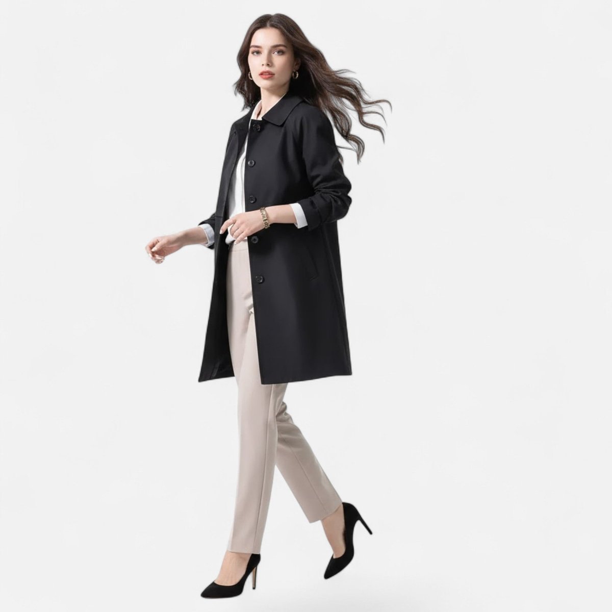 Lily | Women's Mid-Length Wool-Blend Double-Breasted Trench Coat