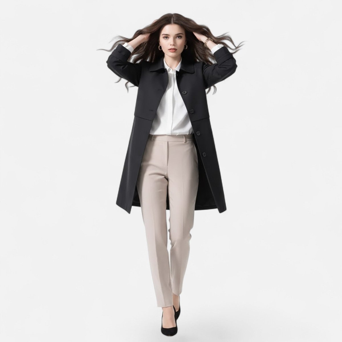 Lily | Women's Mid-Length Wool-Blend Double-Breasted Trench Coat