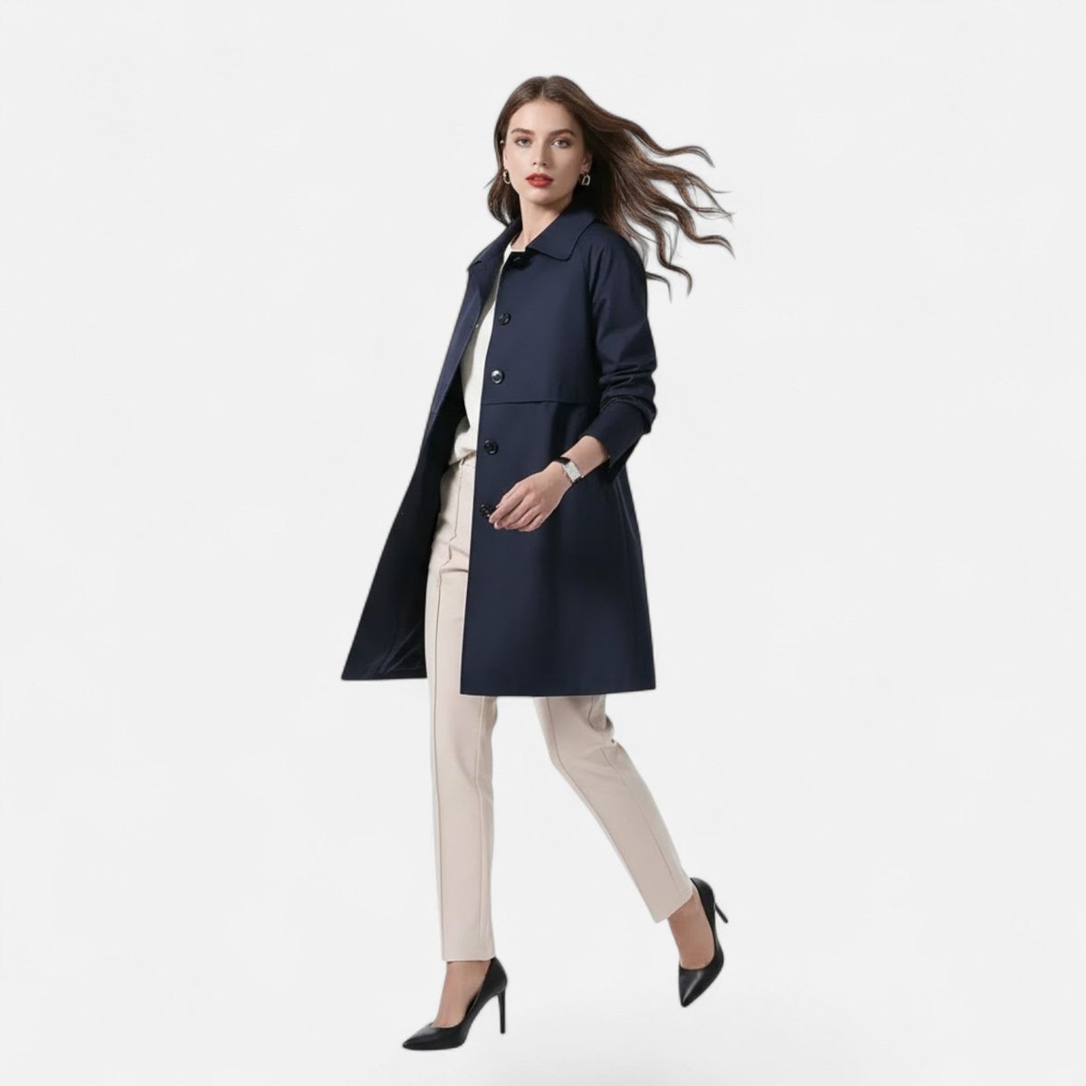 Lily | Women's Mid-Length Wool-Blend Double-Breasted Trench Coat
