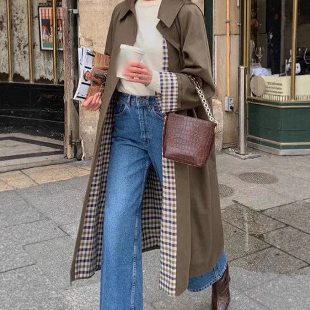 Aria | Women's Oversized Plaid-Lined Long Trench Coat
