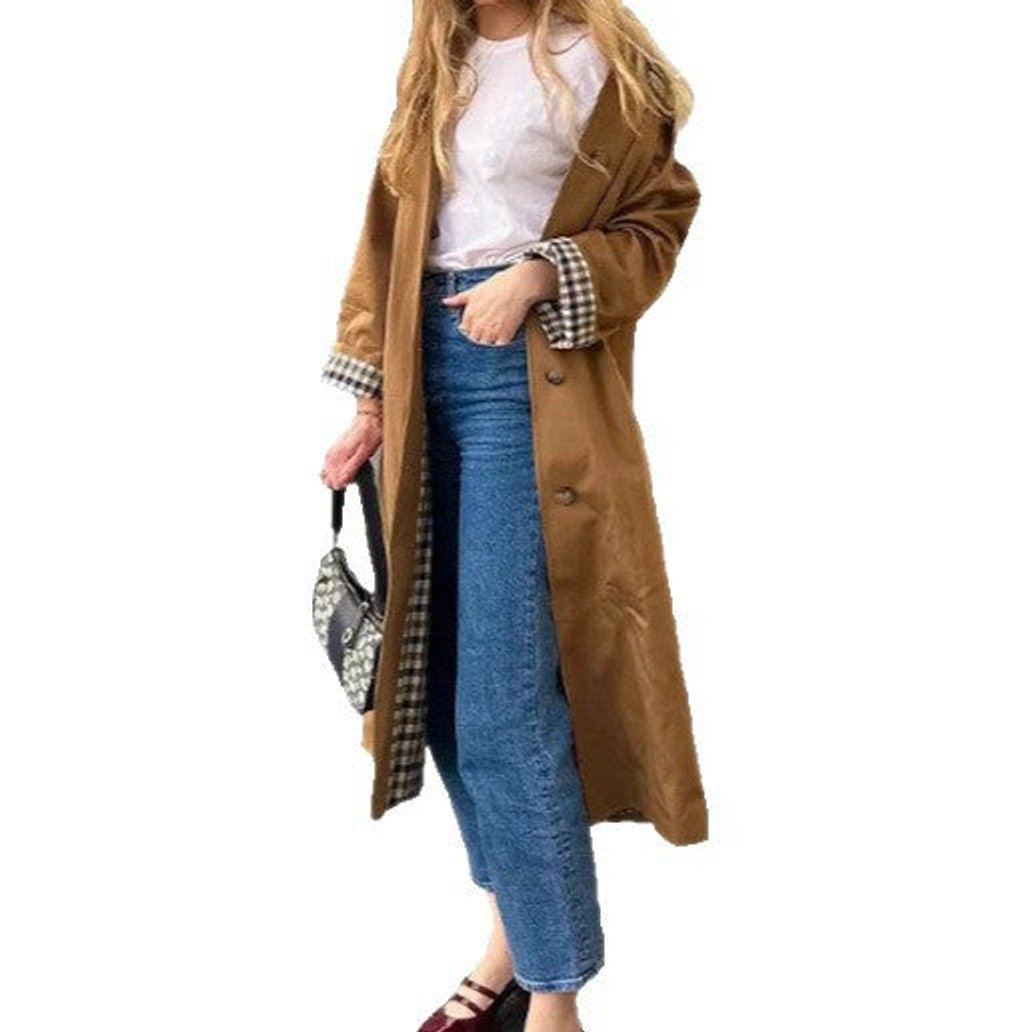 Aria | Women's Oversized Plaid-Lined Long Trench Coat